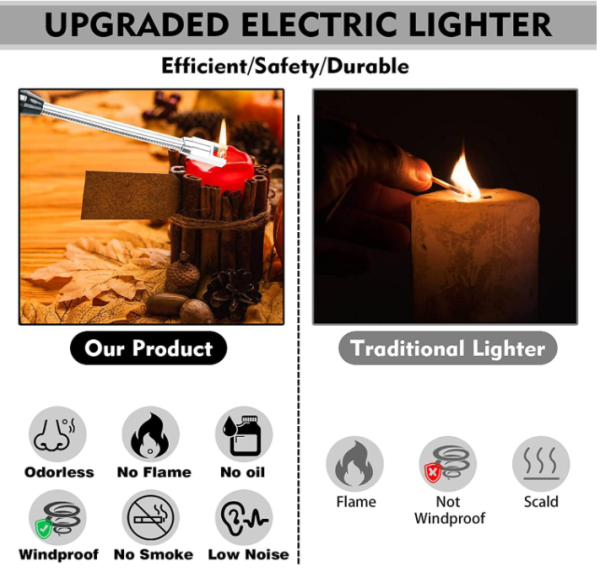Arc Lighter With Usb Charging flameless led Battery Display safety Switch Pic 8