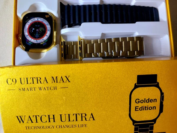C9 Ultra Max Smart Watch Golden Edition Amazing Dial & With 2 Strip Pic 2