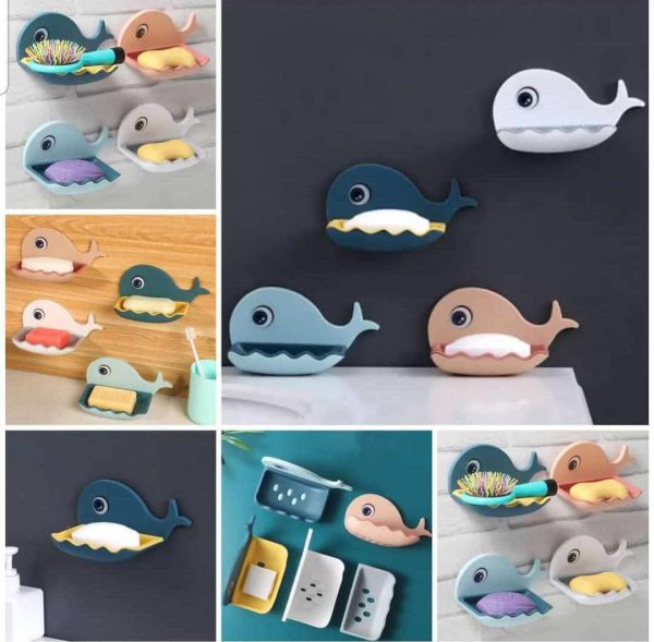 Fish-shaped Double-layer Adhesive Waterproof Soap Bar Holder For Bathroom Walls 1 piece ( Random Color) Pic 5