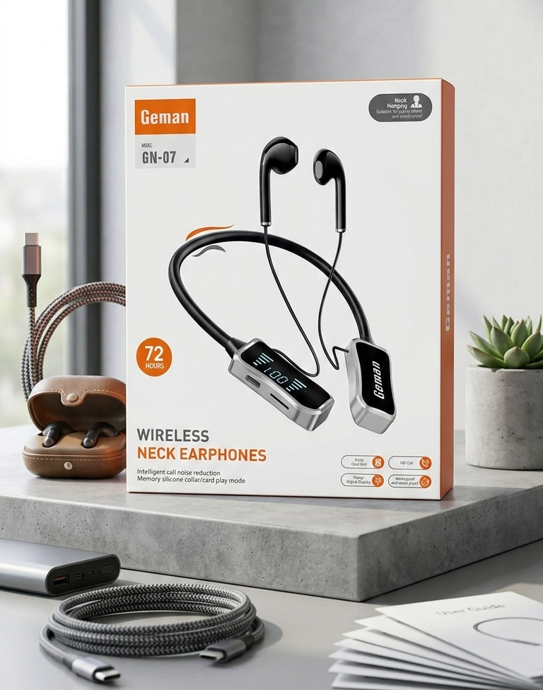 Geman GN-07 Wireless Neckband Headset | Bluetooth Earphones Pic 4