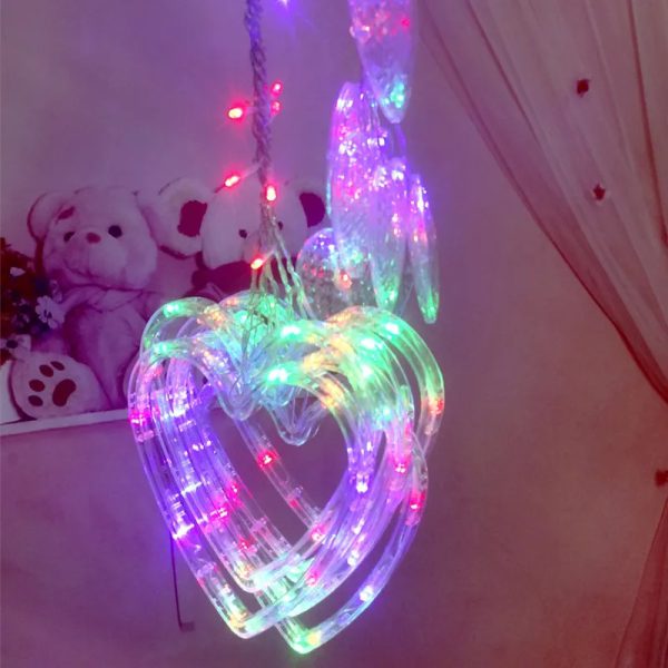Multi Color Heart Curtain Warm Color Heart Curtain Led Light Pic 6