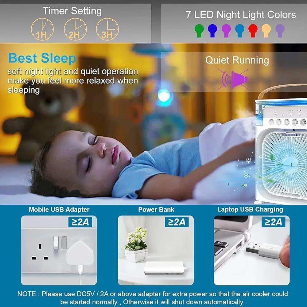 10-Inch Desktop Water Mist Fan | Portable Humidifier Air Cooler | 3 Speed Modes Pic 5