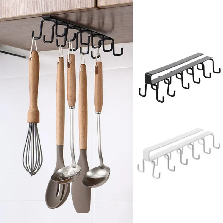 10 hooks Mug Cups Wine Glasses Storage Hooks Kitchen Under Cabinet Closet PIc 1