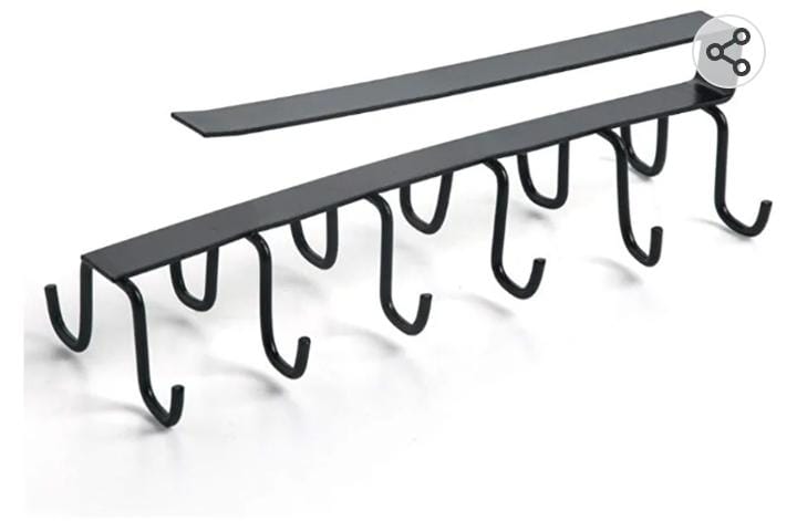 10 hooks Mug Cups Wine Glasses Storage Hooks Kitchen Under Cabinet Closet PIc 2