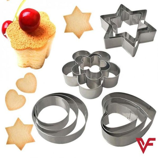12 Pcs Stainless Steel Cookie Cutter, Diy Star Heart Cutter Baking Dish Fried Egg Shaper, Kitchen Mold Tool Pic 1