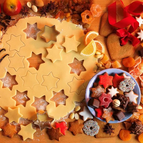 12 Pcs Stainless Steel Cookie Cutter, Diy Star Heart Cutter Baking Dish Fried Egg Shaper, Kitchen Mold Tool Pic 7