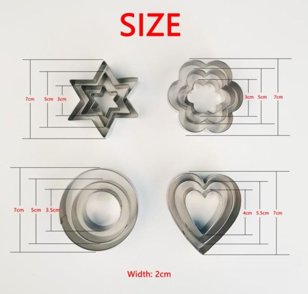 12 Pcs Stainless Steel Cookie Cutter, Diy Star Heart Cutter Baking Dish Fried Egg Shaper, Kitchen Mold Tool Pic 8