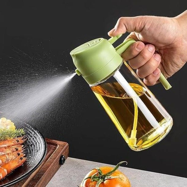 2-in-1 Oil Spray Bottle | Leak-Proof Glass Container | For Cooking, BBQ, Baking & Air Fryer PIc 1