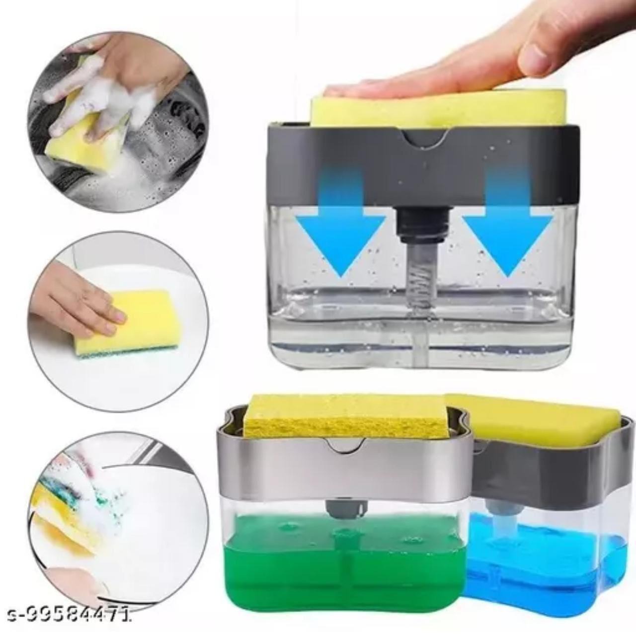 2-in-1 Soap Pump & Sponge  Kitchen Liquid Soap Dispenser Pic 1