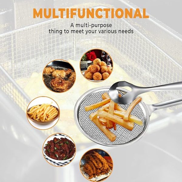 2 In 1 Frying Tong Multi-functional Fry Tool Filter With Clip Stainless Steel Mesh Pic 1