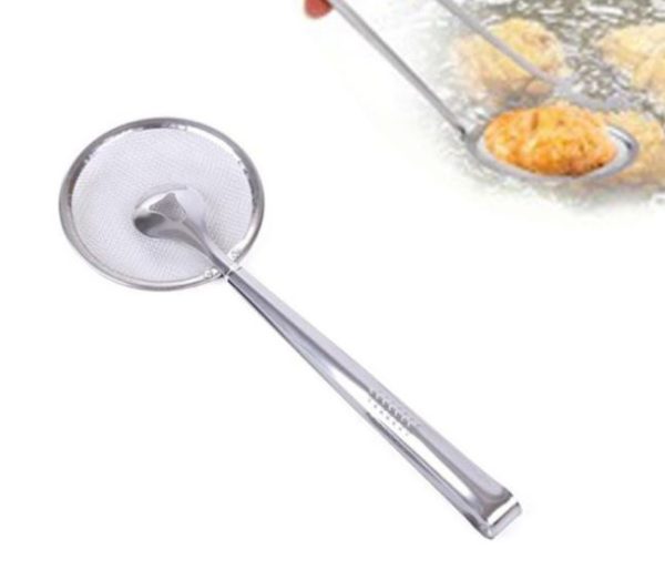 2 In 1 Frying Tong Multi-functional Fry Tool Filter With Clip Stainless Steel Mesh Pic 2