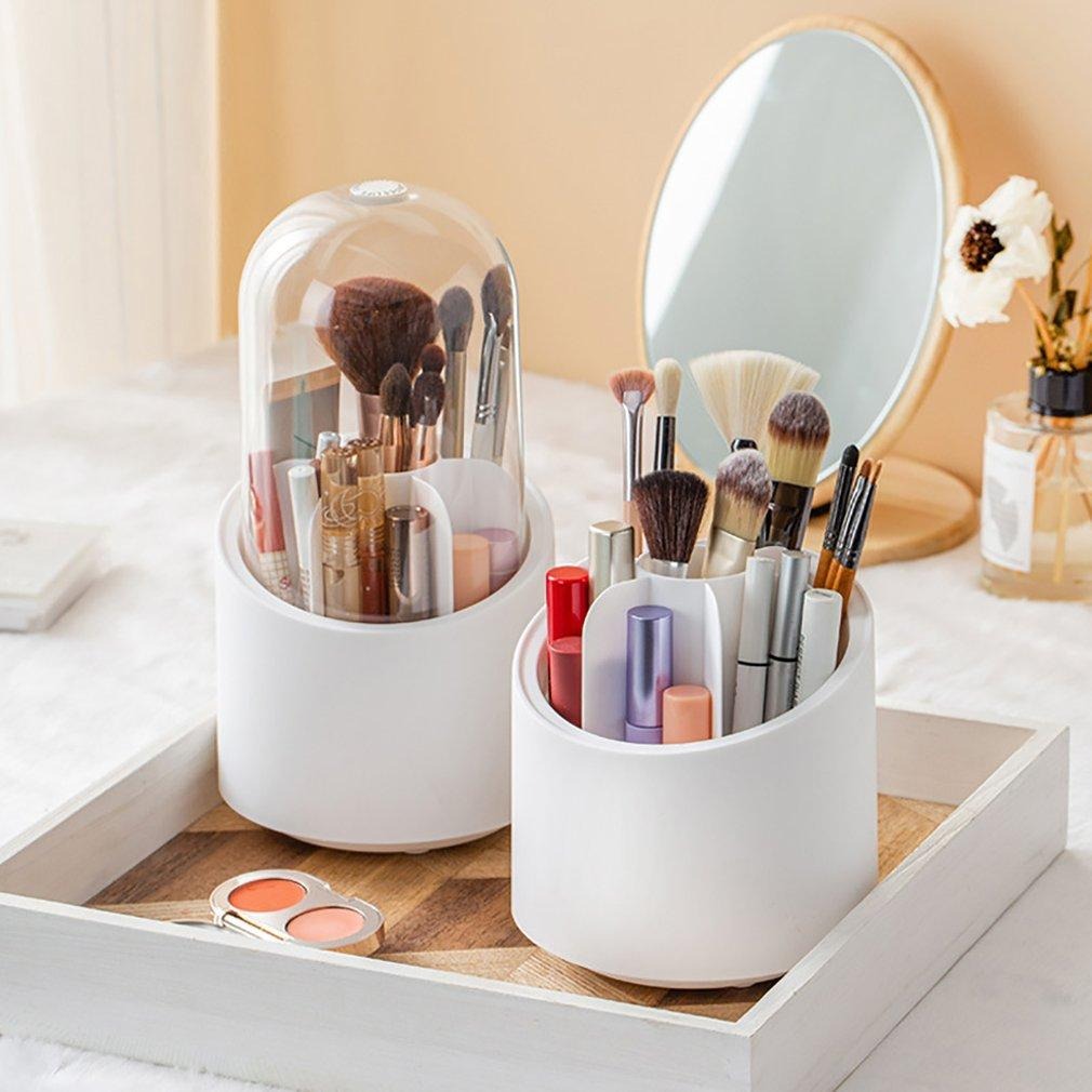 360° Rotating Makeup Brush Storage Box Organizer for Brushes Lipsticks Eyebrow Pencils & Beauty Tools Pic 2