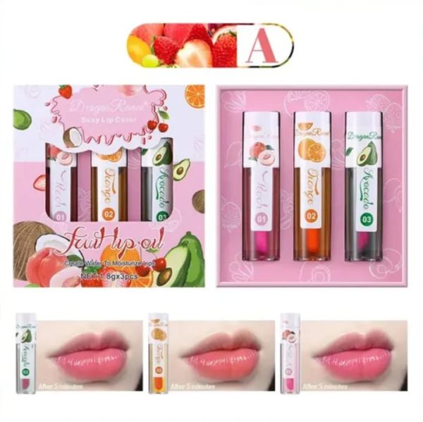 3 Pcs Dragon Ranee Natural Moisturizing & Long Lasting Lip Oil Care Balm Set Pic 5