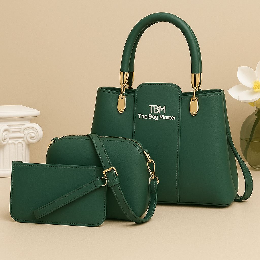 3 Pieces Ladies Handbag Elegant Design Premium Quality Smooth Finish Easy Carry Pic 6