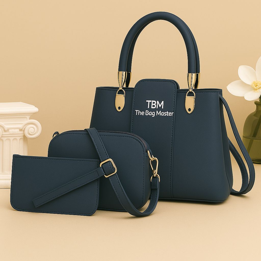 3 Pieces Ladies Handbag Elegant Design Premium Quality Smooth Finish Easy Carry Pic 7