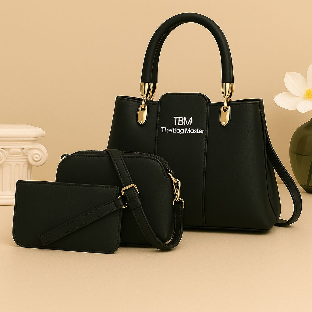 3 Pieces Ladies Handbag Elegant Design Premium Quality Smooth Finish Easy Carry Pic 9