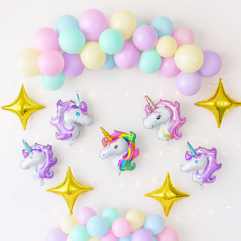 57 Pcs Pastel Unicorn Birthday Decoration Set With Balloon Garland Pic 2