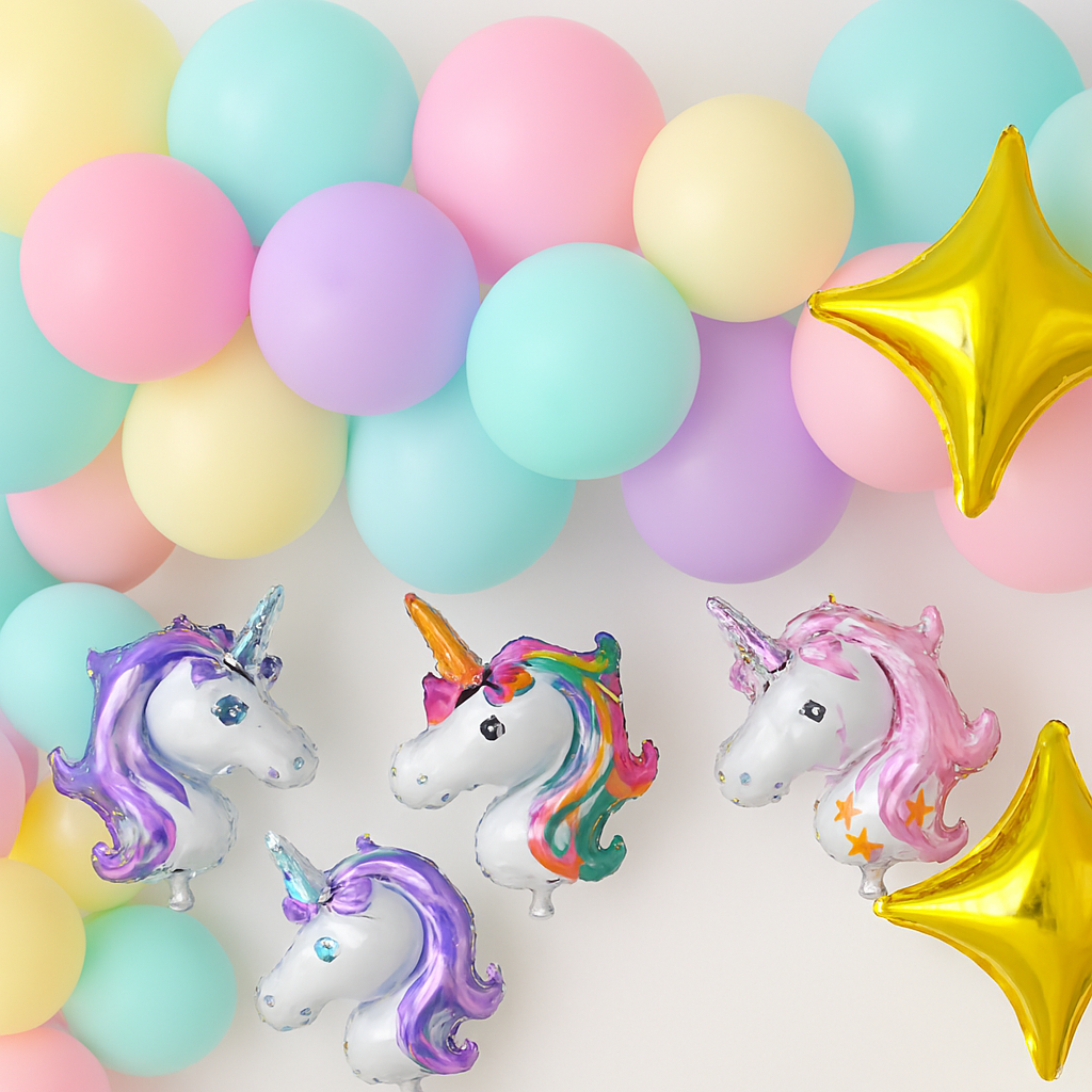 57 Pcs Pastel Unicorn Birthday Decoration Set With Balloon Garland Pic 3