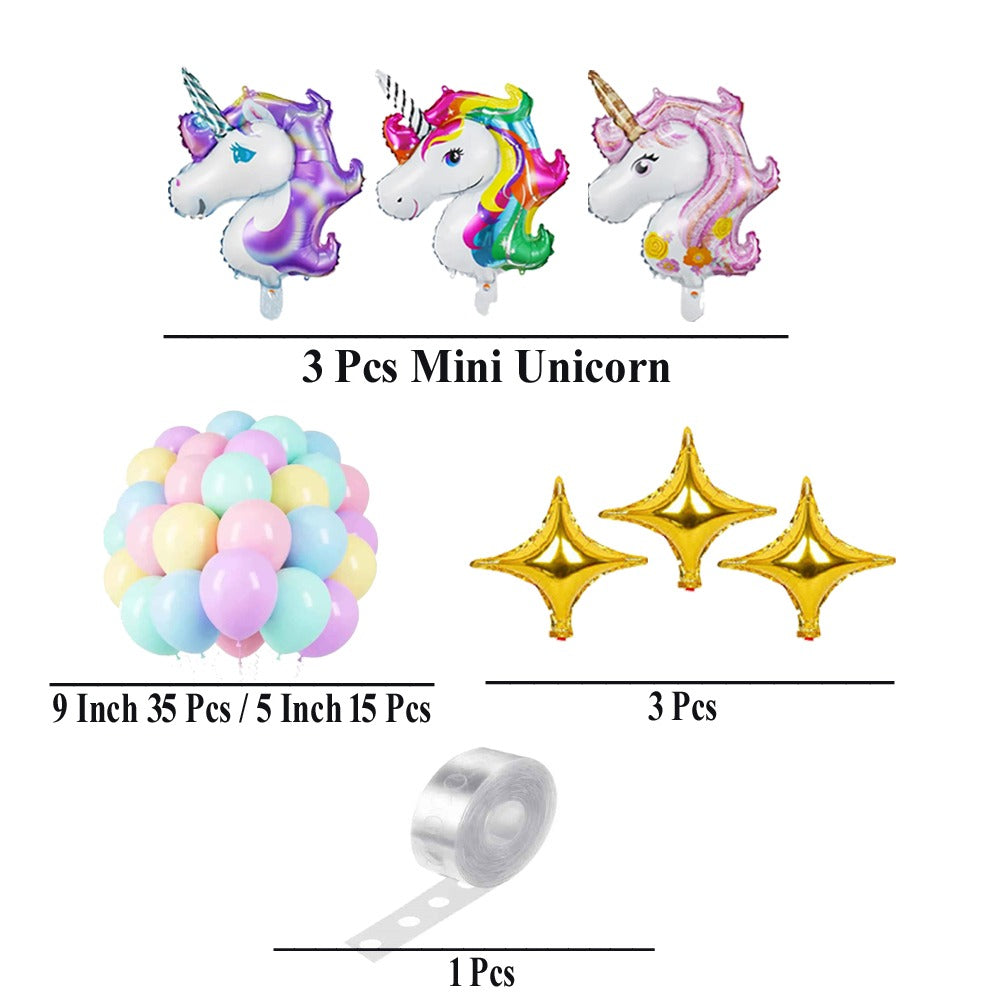 57 Pcs Pastel Unicorn Birthday Decoration Set With Balloon Garland Pic 5