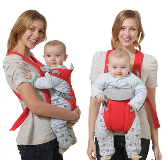 Woman holding a baby baby carrier