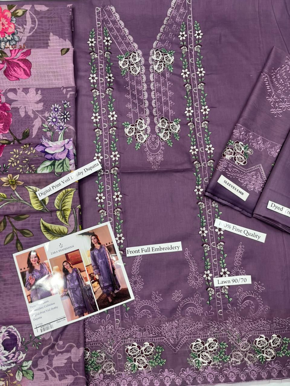 Airjet LAWN 9070 WITH DIGITAL PRINT VOIL DOBBY DUPATTA Pic 2