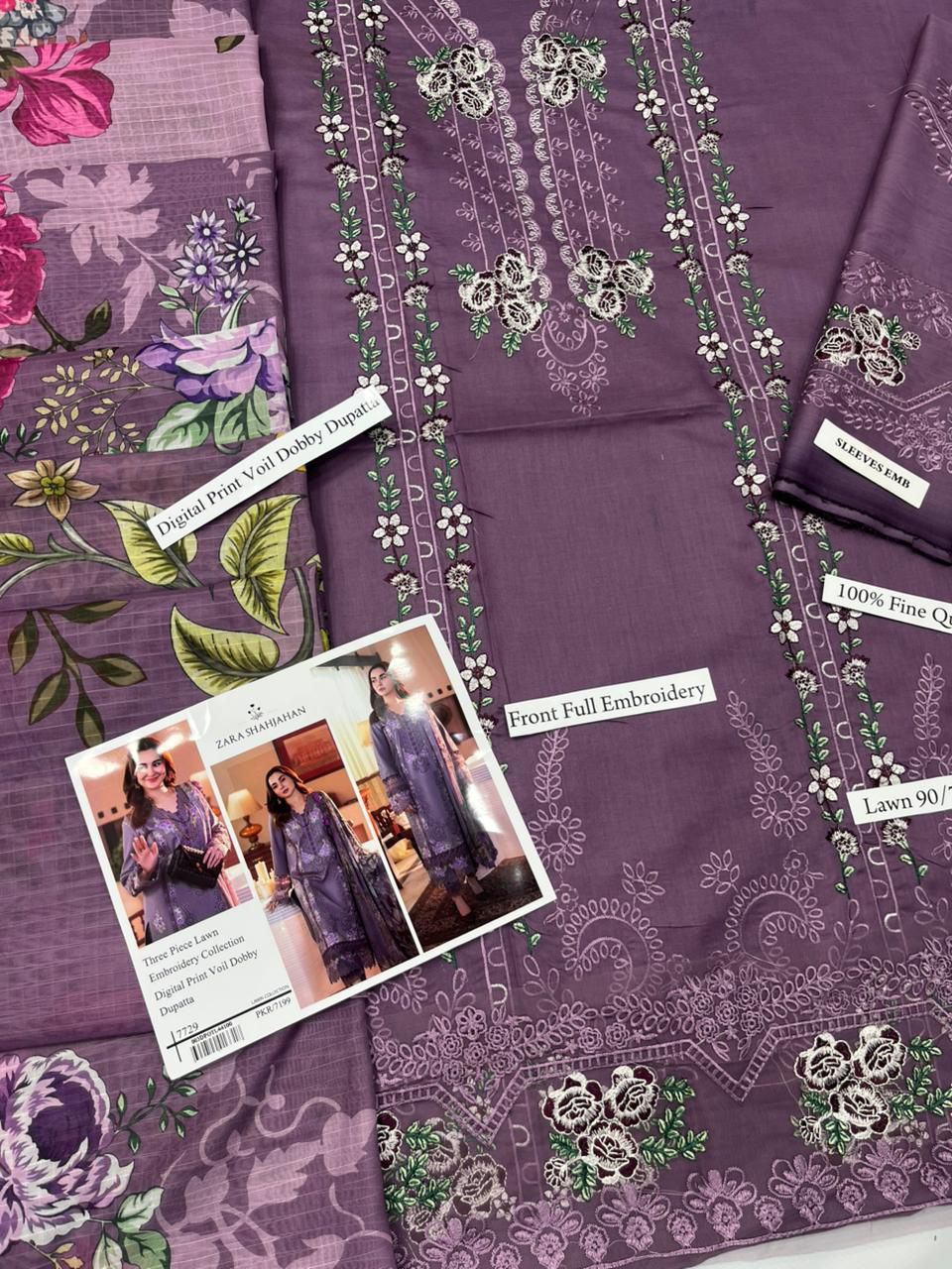 Airjet LAWN 9070 WITH DIGITAL PRINT VOIL DOBBY DUPATTA Pic 3