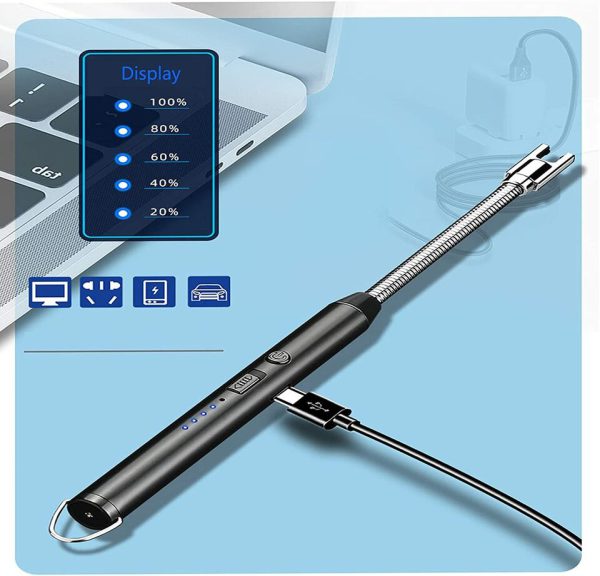 Arc Lighter With Usb Charging flameless led Battery Display safety Switch Pic 4
