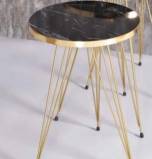 Black Marble Look With Gold Metal Legs Coffee Table 1 Piece Pic 1