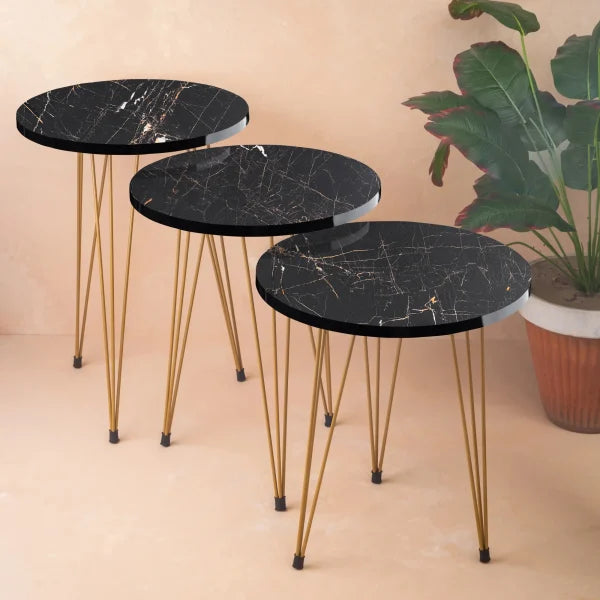Black Marble Look With Gold Metal Legs Coffee Table 1 Piece Pic 3