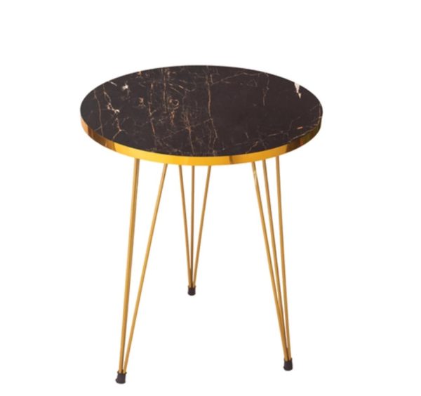 Black Marble Look With Gold Metal Legs Coffee Table 1 Piece Pic 4