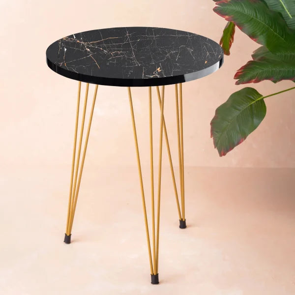 Black Marble Look With Gold Metal Legs Coffee Table 1 Piece Pic 6