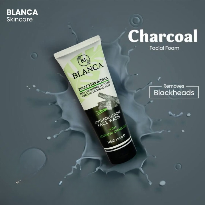 Blanca Pollution Detox Facewash With Charcoal Green Tea And Aloe Vera Deep Cleansing 100ml Pic 5
