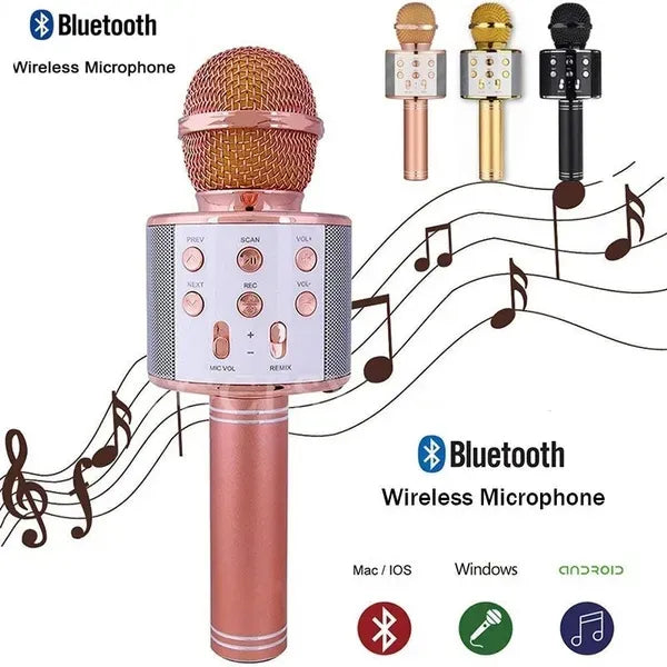 Bluetooth Karaoke Microphone Professional Speaker Player Singing Recorder Mic WS-858 KTV Microphone and Hifi Speaker Pic 3
