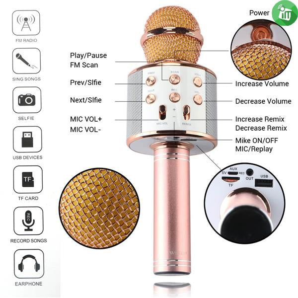 Bluetooth Karaoke Microphone Professional Speaker Player Singing Recorder Mic WS-858 KTV Microphone and Hifi Speaker Pic 4