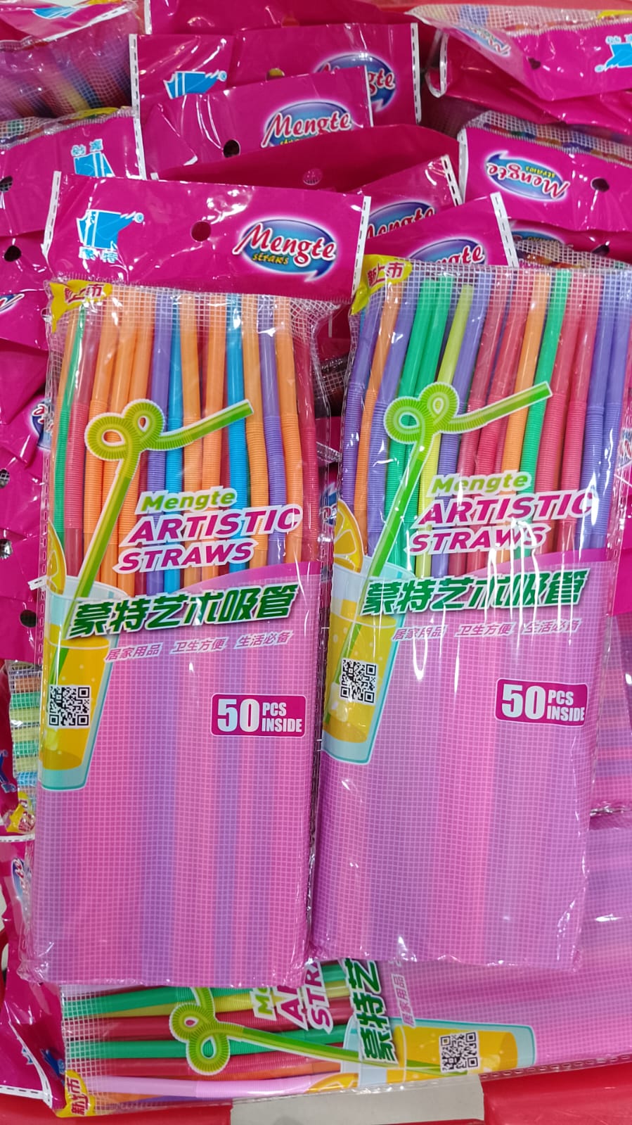 Colorful Flexible Drinking Straws – 50 Pcs Disposable Bendy Plastic Straws Pic 2