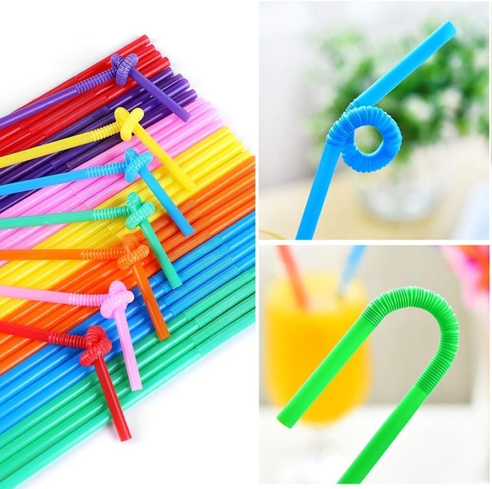 Colorful Flexible Drinking Straws – 50 Pcs Disposable Bendy Plastic Straws Pic 3