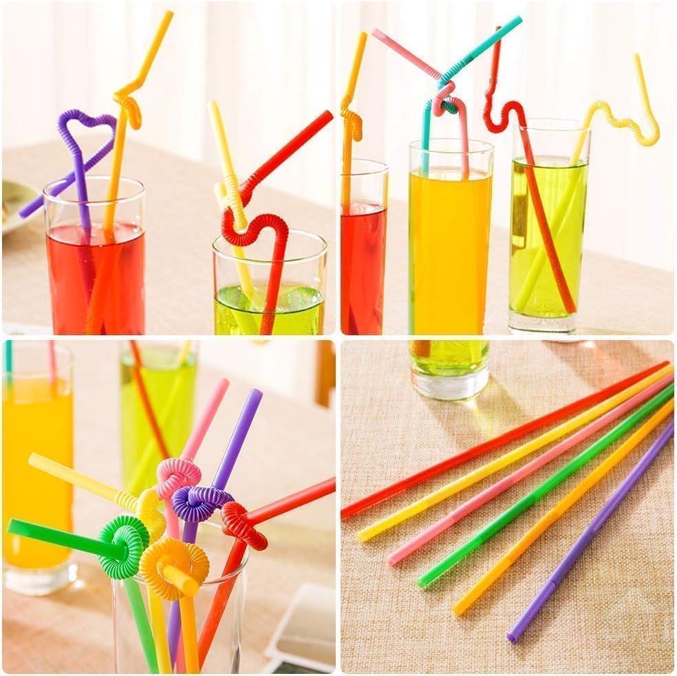 Colorful Flexible Drinking Straws – 50 Pcs Disposable Bendy Plastic Straws Pic 6