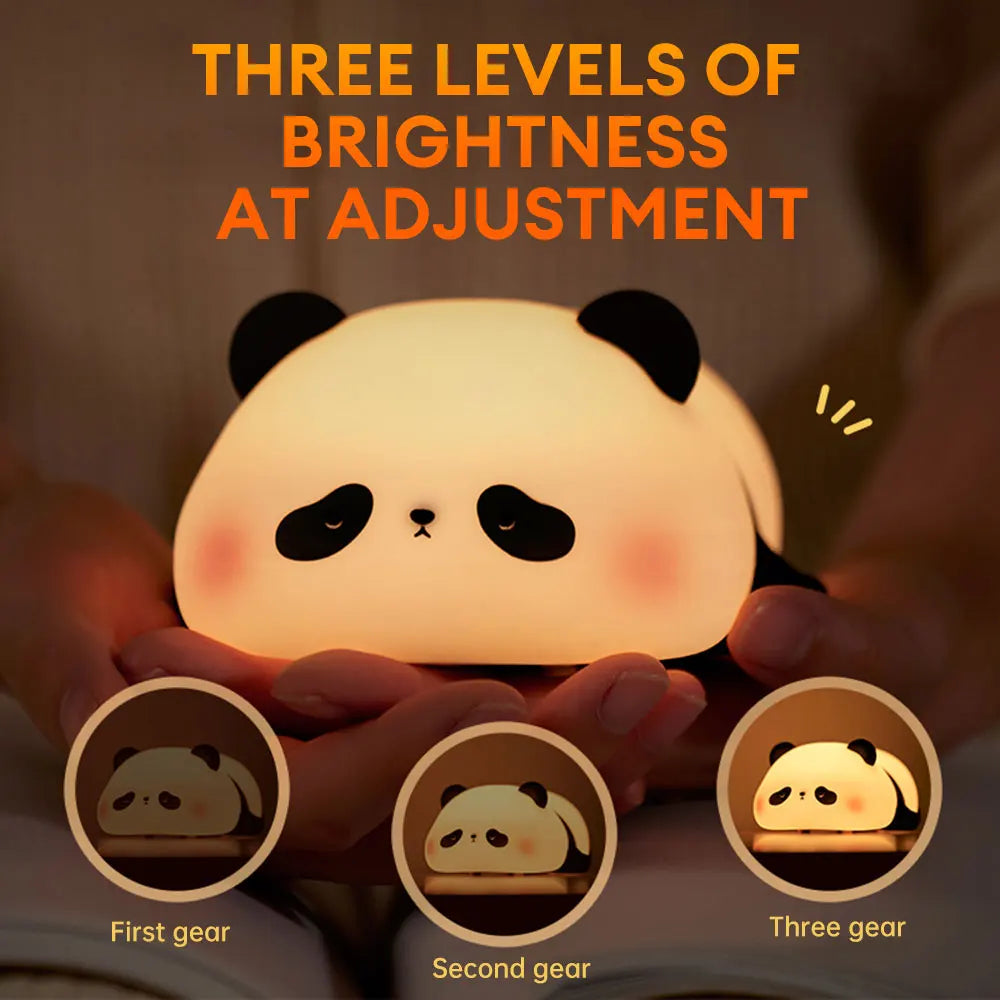 Cute Panda Silicone Night Light Soft Touch LED Lamp for Kids Bedroom Pic 1