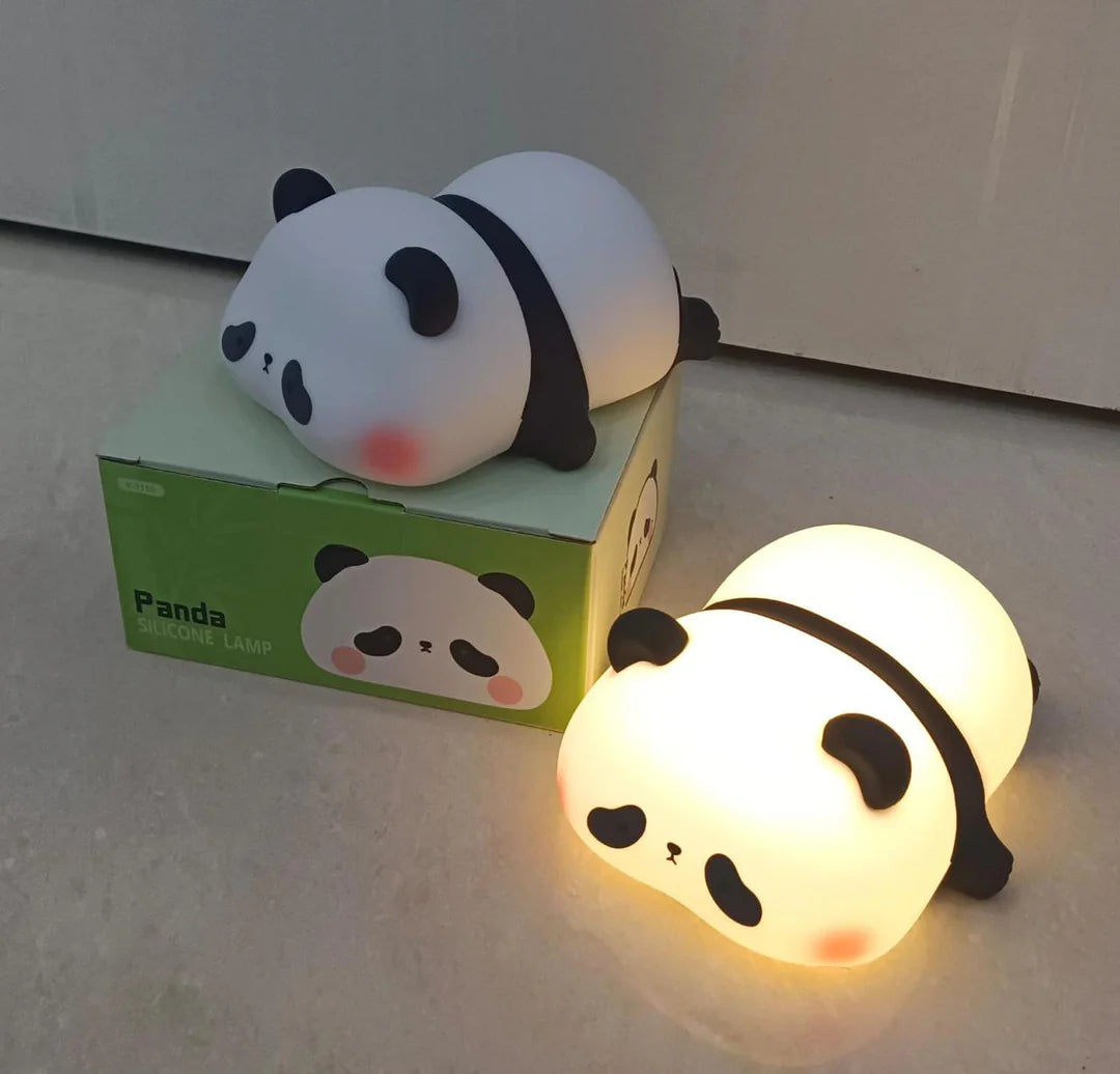 Cute Panda Silicone Night Light Soft Touch LED Lamp for Kids Bedroom Pic 2