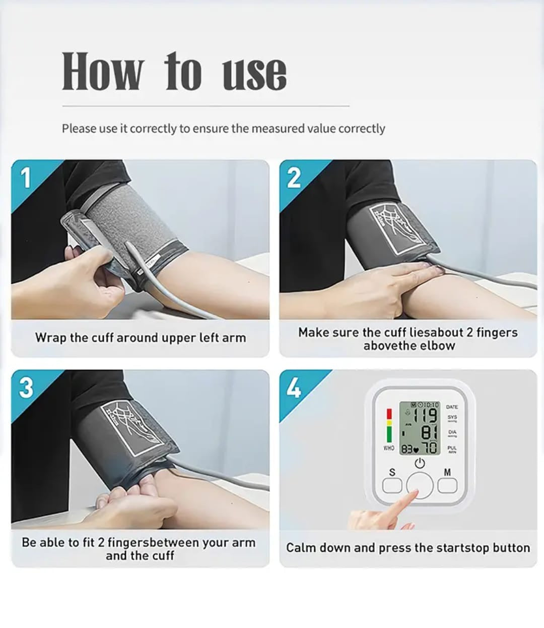 Digital Blood Pressure Monitor Fully Automatic with Heart Rate Detection Accurate Readings (Without Cell) Pic 2