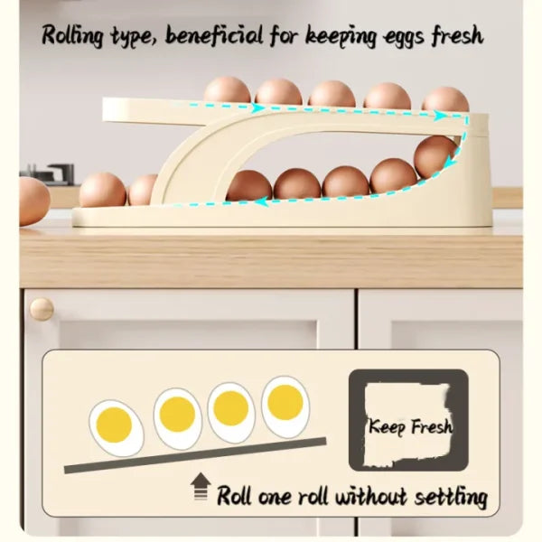 Egg Organizer Double Layer Egg Storage Tray Automatic Scrolling Egg Rack Pic 5