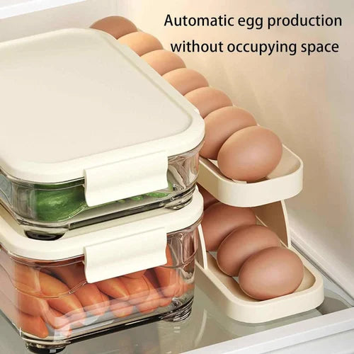 Egg Organizer Double Layer Egg Storage Tray Automatic Scrolling Egg Rack Pic 6