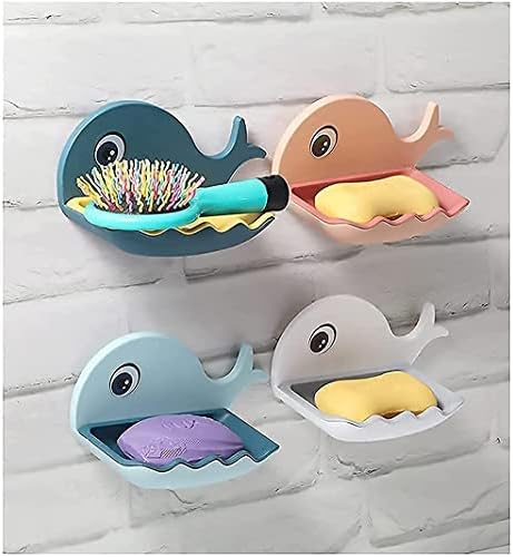 Fish-shaped Double-layer Adhesive Waterproof Soap Bar Holder For Bathroom Walls 1 piece ( Random Color) Pic 1