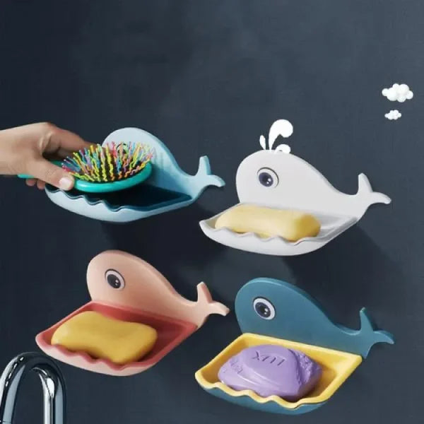Fish-shaped Double-layer Adhesive Waterproof Soap Bar Holder For Bathroom Walls 1 piece ( Random Color) Pic 2