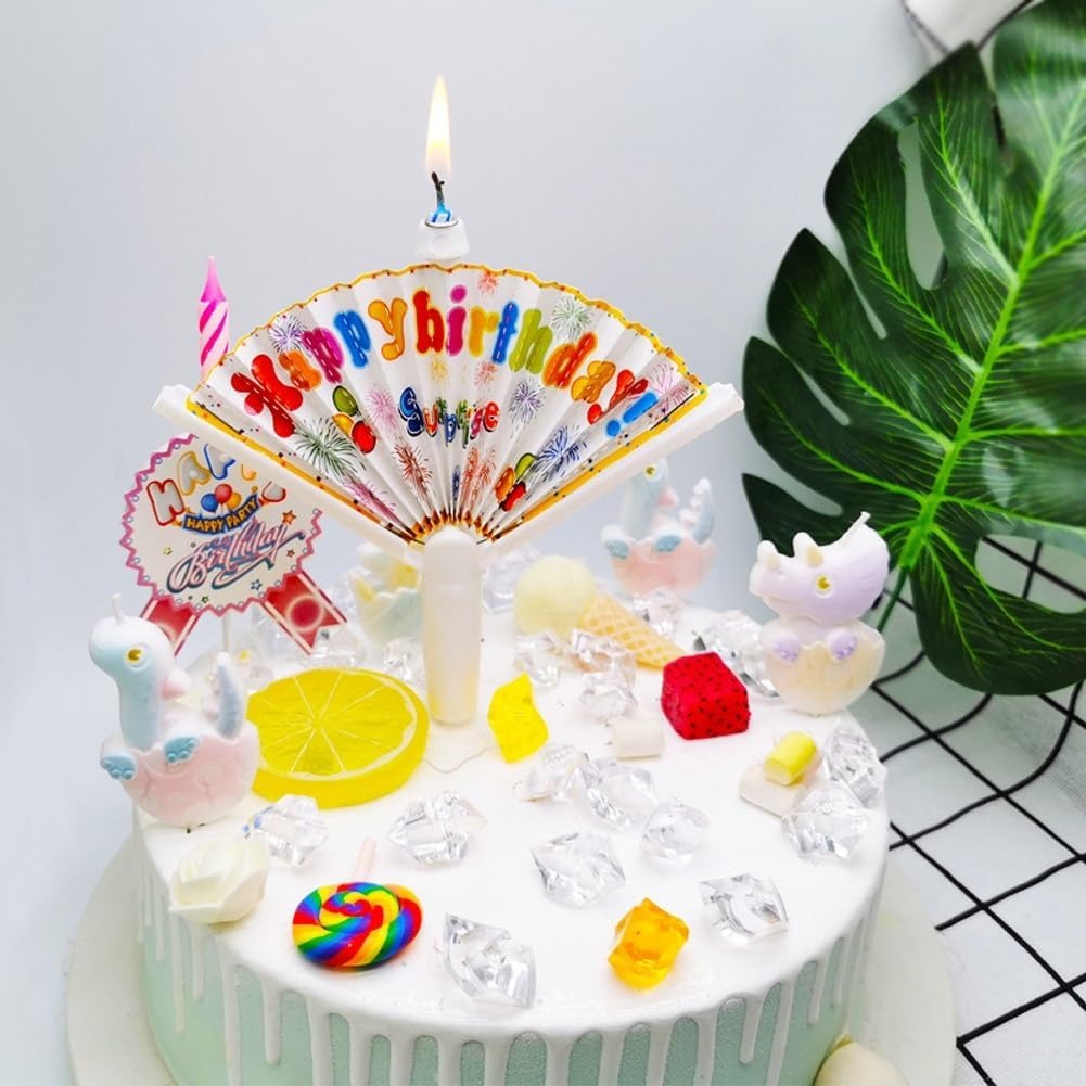Flabellum Musical Birthday Candle with Music & Sparkling Flame Pic 1