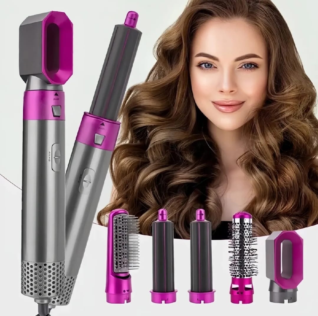 High Quality 5 In 1 Hair Styler Brush Hair Straightener Curler Blow Dryer & Volumizer Negative Ionic Electric Air Wrap With Detachable Brush Heads Pic 3