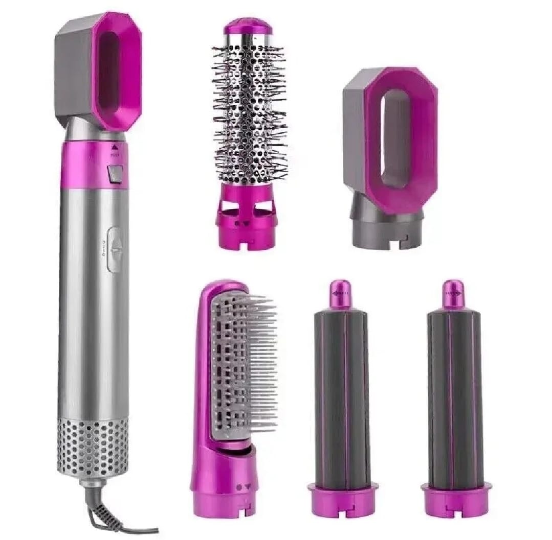 High Quality 5 In 1 Hair Styler Brush Hair Straightener Curler Blow Dryer & Volumizer Negative Ionic Electric Air Wrap With Detachable Brush Heads Pic 4
