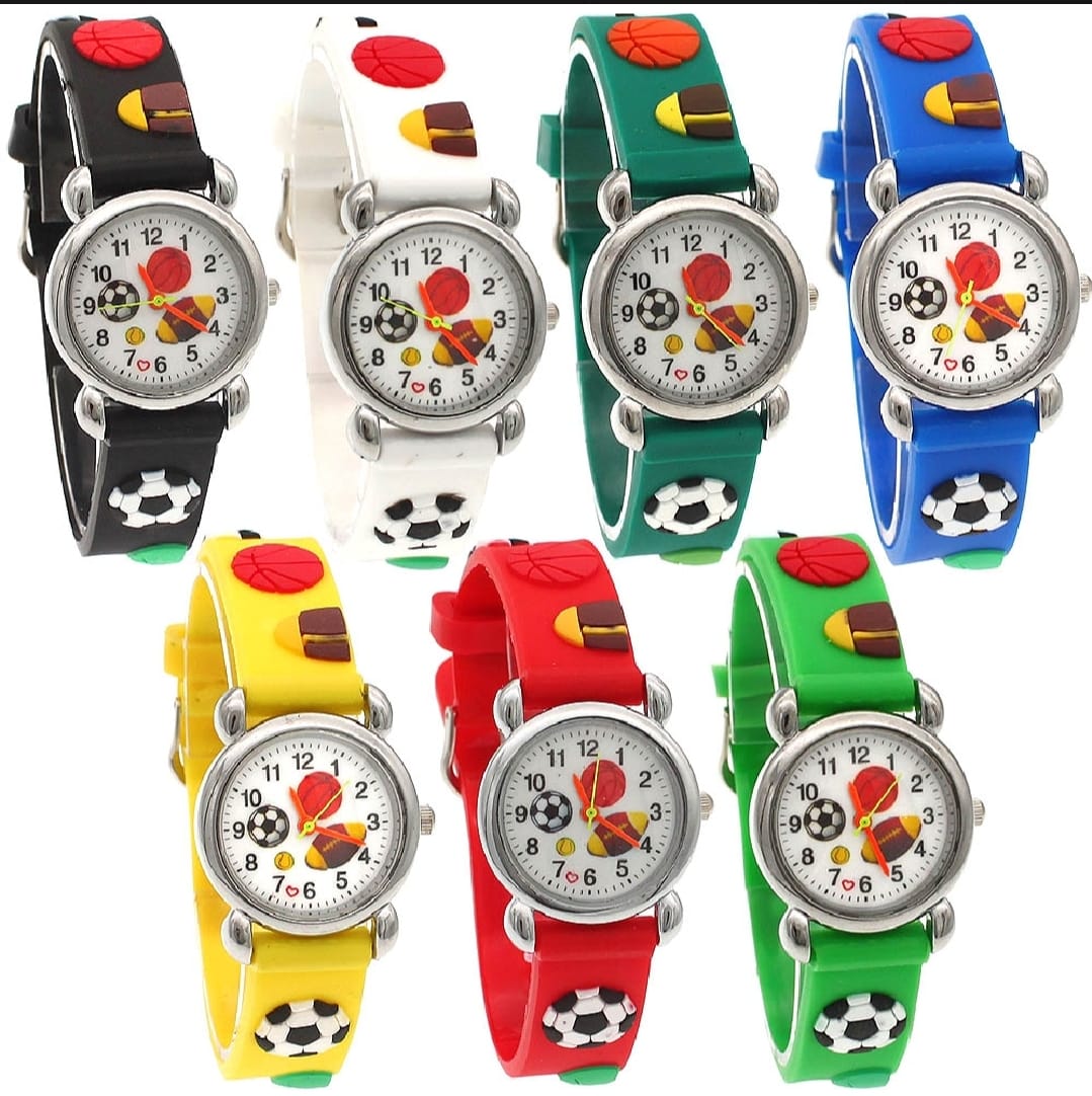 High Quality Cute Football Cartoon Children Watch Girls Rubber Kids Pic 1