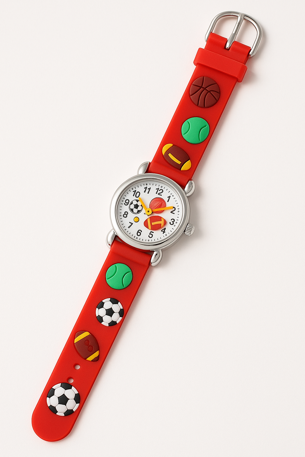 High Quality Cute Football Cartoon Children Watch Girls Rubber Kids Pic 2