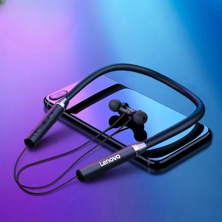 Lenovo HE05 Wireless Neckband Bluetooth Earphones | Sports Handsfree with Mic Pic 3